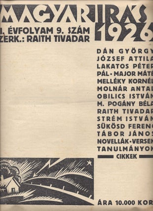 Item #796 Magyar Irás.1926. VI. évfolyam, 9. szám. [Hungarian Writing. 1926. VI. Year, Number...