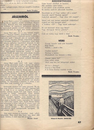 Magyar Irás.1926. VI. évfolyam, 9. szám. [Hungarian Writing. 1926. VI. Year, Number 9.]