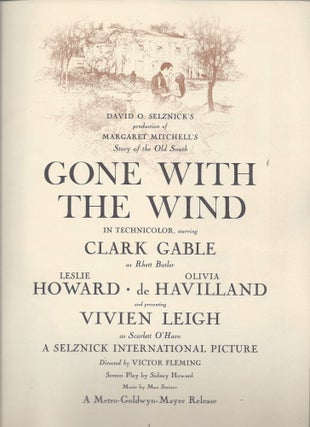 Gone with the Wind. [Motion Picture Program.]