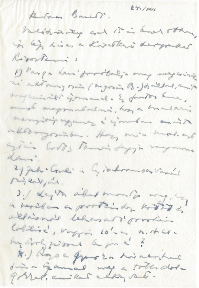 Item #948 Holograph Letter to the Trustee at the Biochemistry Department. Albert Szent-Györgyi, Mr. and Mrs.