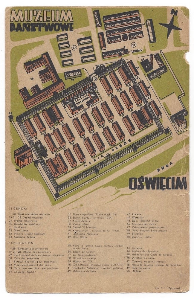 Item #956 [Postcard] Early Postcard of the Auschwitz-Birkenau State Museum. Tadeusz Myszkowski.