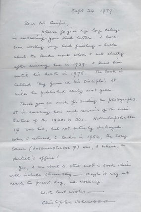 Item #972 Christopher Isherwood’s Autograph Letter